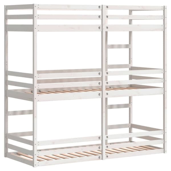 vidaXL Trippel køyeseng hvit 75x190 cm heltre furu