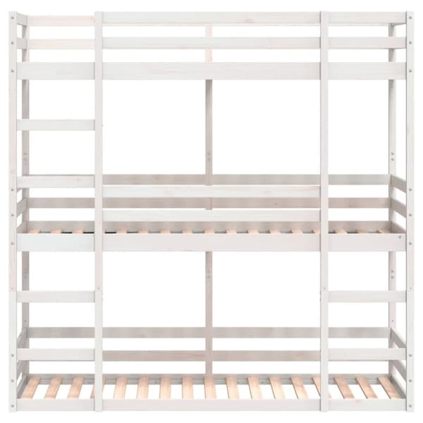 vidaXL Våningssäng 3 våningar vit 80x200 cm massiv furu