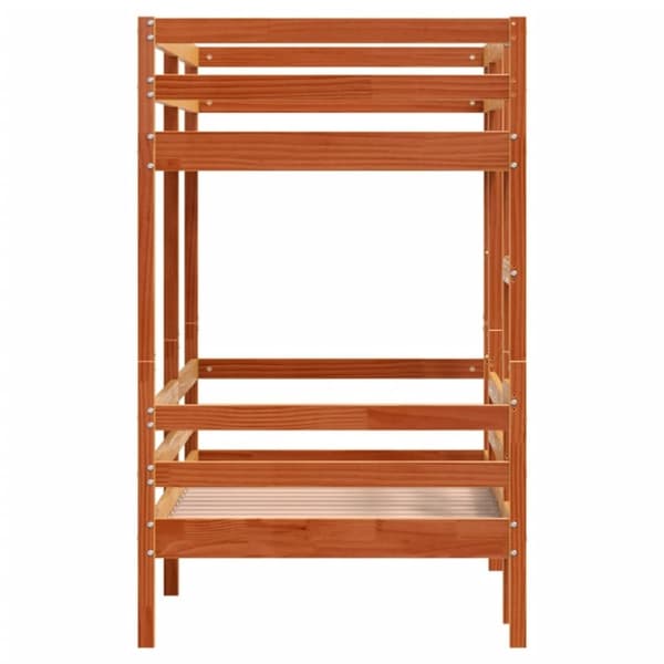 vidaXL køjeseng 90x200 cm massivt fyrretræ voksbrun