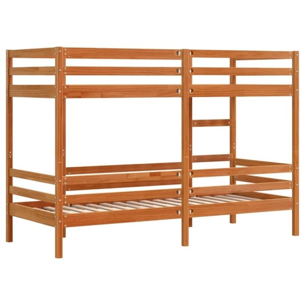 vidaXL køjeseng 90x200 cm massivt fyrretræ voksbrun