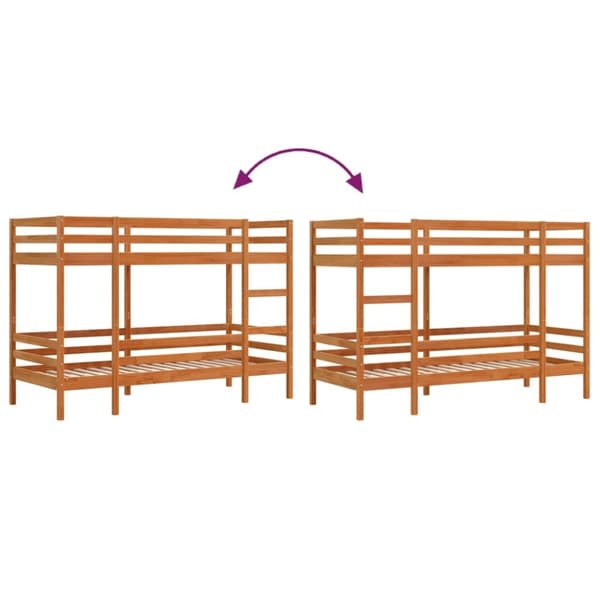 vidaXL køjeseng 90x200 cm massivt fyrretræ voksbrun