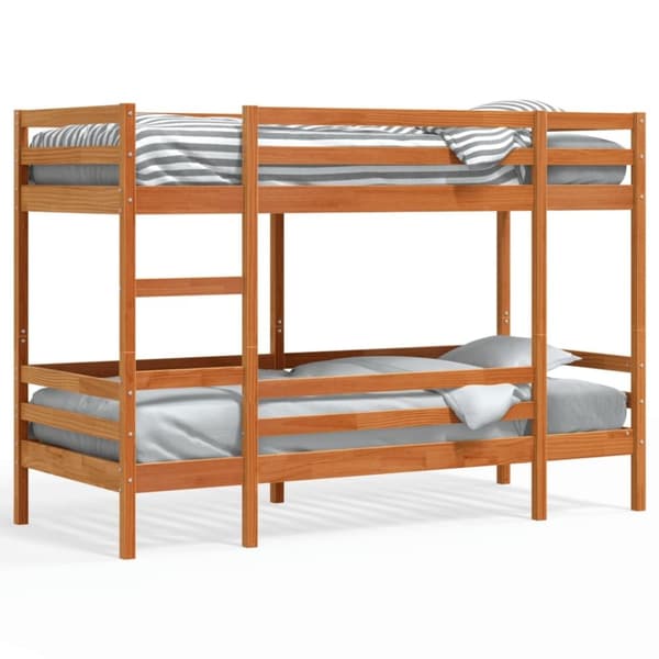vidaXL køjeseng 90x200 cm massivt fyrretræ voksbrun