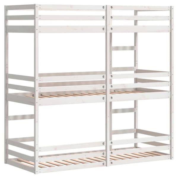 vidaXL tredobbelt køjeseng 80x200 cm massivt fyrretræ hvid