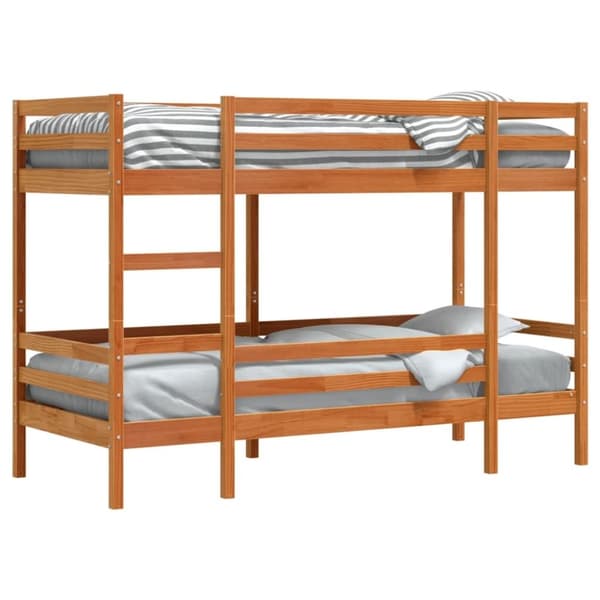 vidaXL Våningssäng vaxad brun 75x190 cm massiv furu