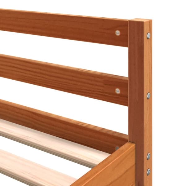 vidaXL højseng med skrivebord 160x200 cm massivt fyrretræ gyldenbrun