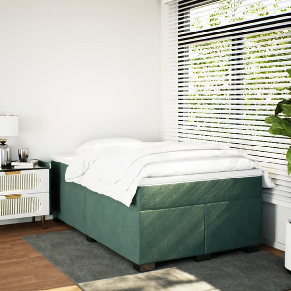 vidaXL Seng med madrass boksfjær mørkegrønn 120x200 cm fløyel