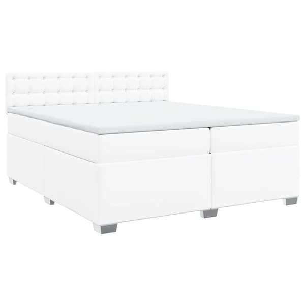 vidaXL kontinentalseng med madras 200x200 cm kunstlæder hvid
