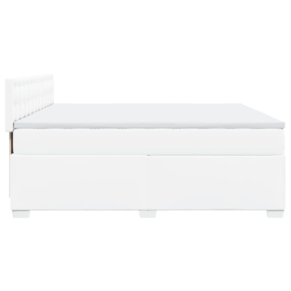 vidaXL kontinentalseng med madras 200x200 cm kunstlæder hvid