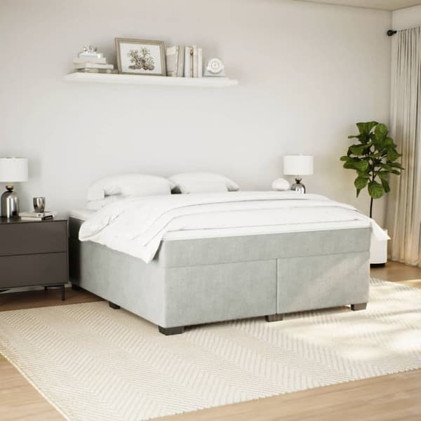 vidaXL Seng med madrass boksfjær lysegrå 180x200 cm fløyel