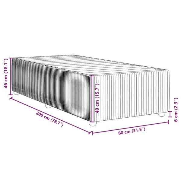 vidaXL Sängynrunko musta 80x200 cm sametti