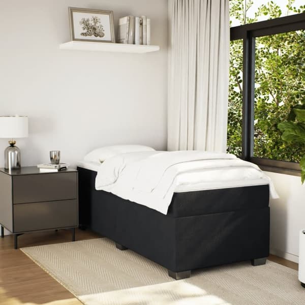 vidaXL kontinentalseng med madras 90x200 cm fløjl sort