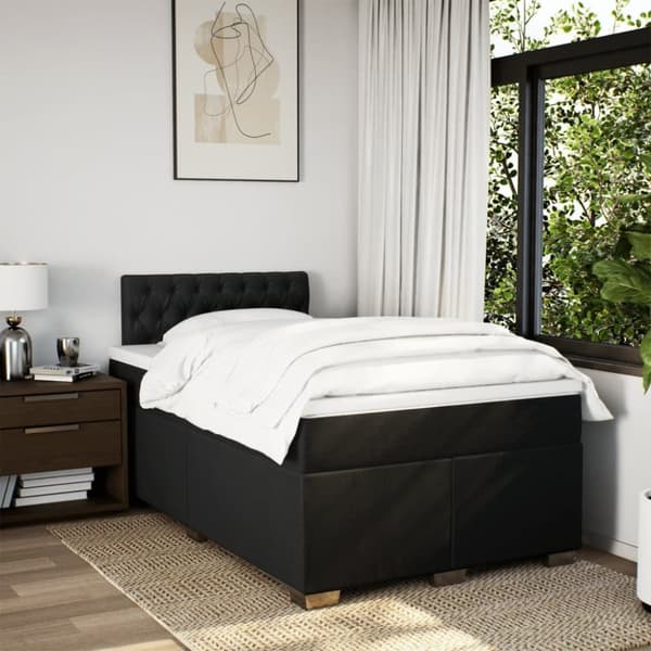 vidaXL Ramsäng med madrass svart 120x190 cm tyg