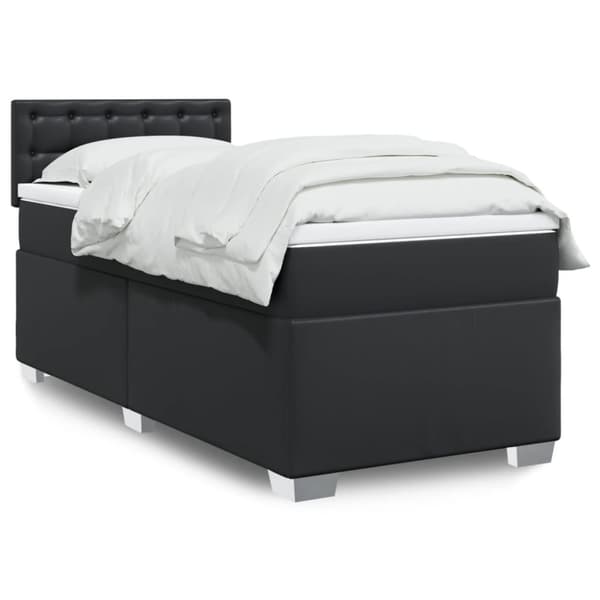 vidaXL kontinentalseng med madras 80x200 cm kunstlæder sort