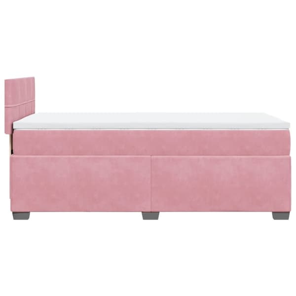 vidaXL Seng med madrass boksfjær rosa 90x190 cm fløyel