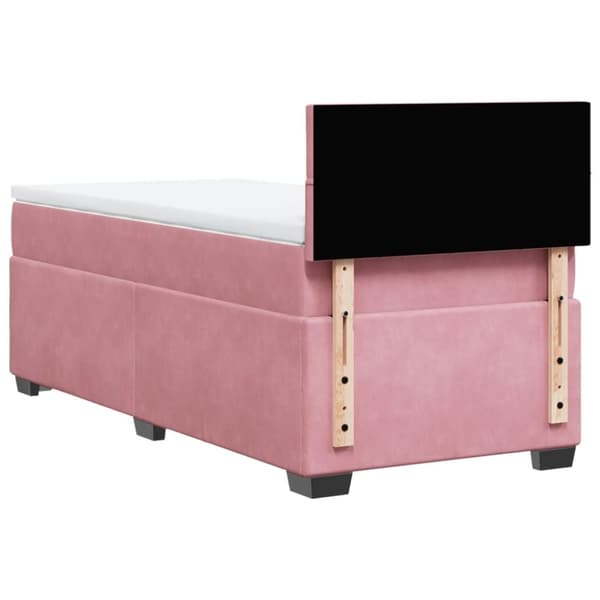 vidaXL Seng med madrass boksfjær rosa 90x190 cm fløyel
