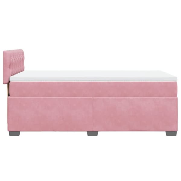 vidaXL Seng med madrass boksfjær rosa 90x190 cm fløyel
