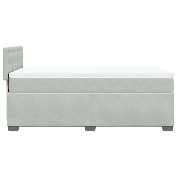 vidaXL Seng med madrass boksfjær lysegrå 90x190 cm fløyel