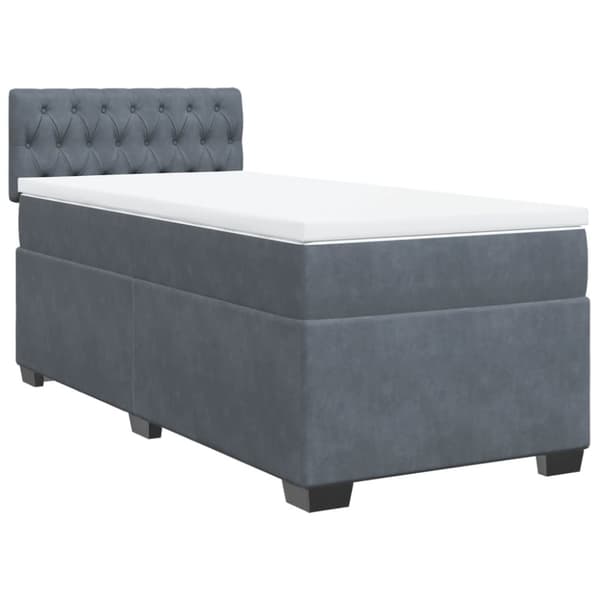 vidaXL Ramsäng med madrass mörkgrå 90x200 cm sammet