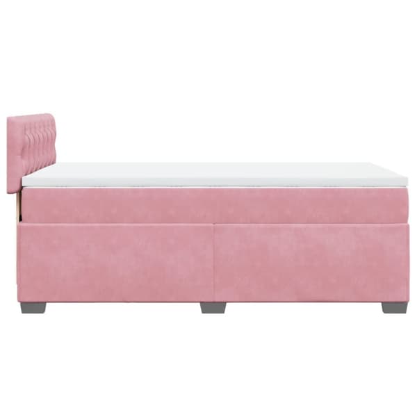 vidaXL Seng med madrass boksfjær rosa 100x200 cm fløyel