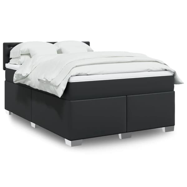 vidaXL kontinentalseng med madras 140x190 cm kunstlæder sort