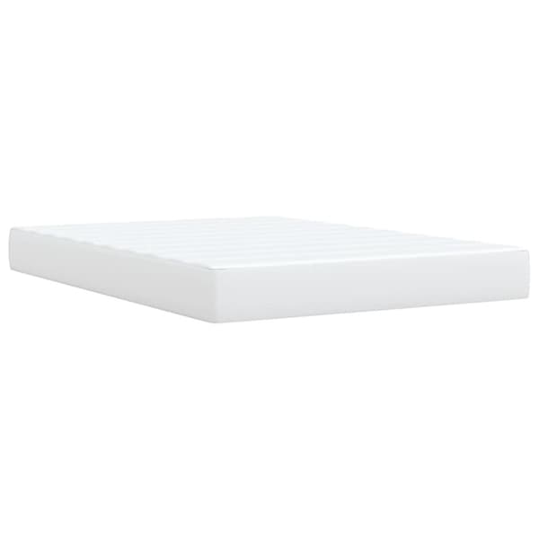 vidaXL Seng med madrass boksfjær hvit 140x200 cm kunstlær