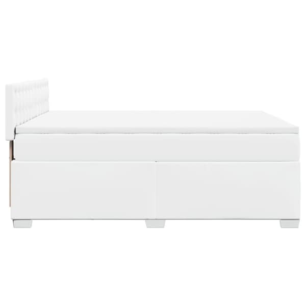 vidaXL Seng med madrass boksfjær hvit 140x200 cm kunstlær