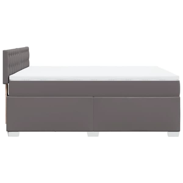 vidaXL Ramsäng med madrass grå 160x200 cm konstläder