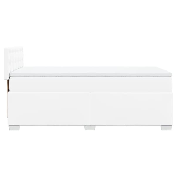 vidaXL Seng med madrass boksfjær hvit 90x190 cm kunstlær