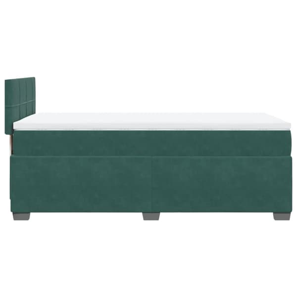 vidaXL Ramsäng med madrass mörkgrön 90x190 cm sammet