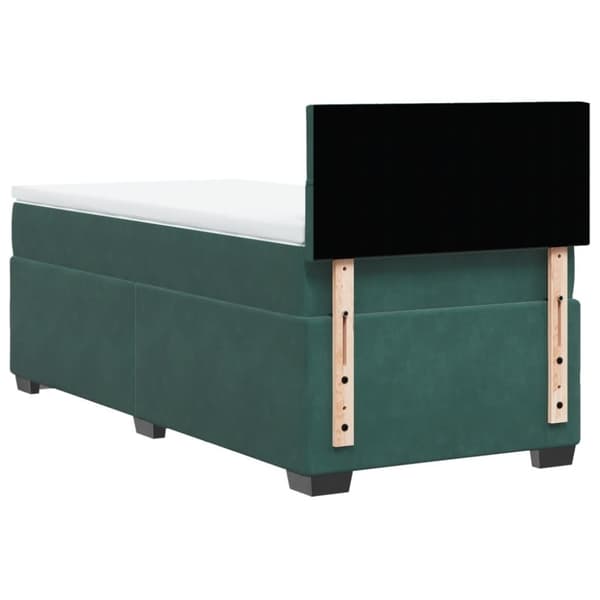 vidaXL Ramsäng med madrass mörkgrön 90x190 cm sammet