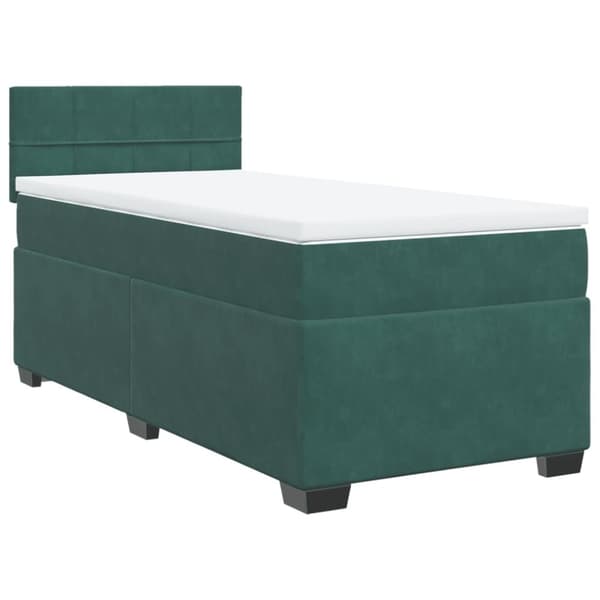 vidaXL Ramsäng med madrass mörkgrön 90x190 cm sammet