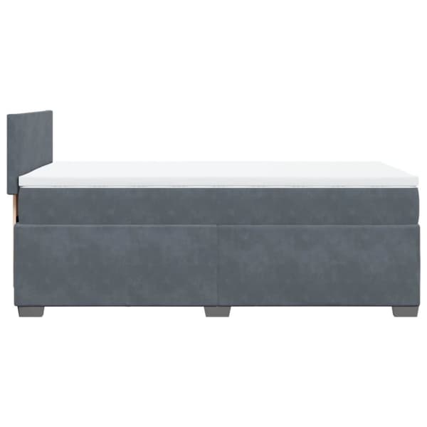 vidaXL Ramsäng med madrass mörkgrå 90x190 cm sammet