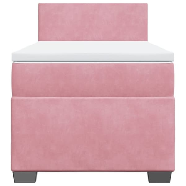 vidaXL Ramsäng med madrass rosa 90x190 cm sammet