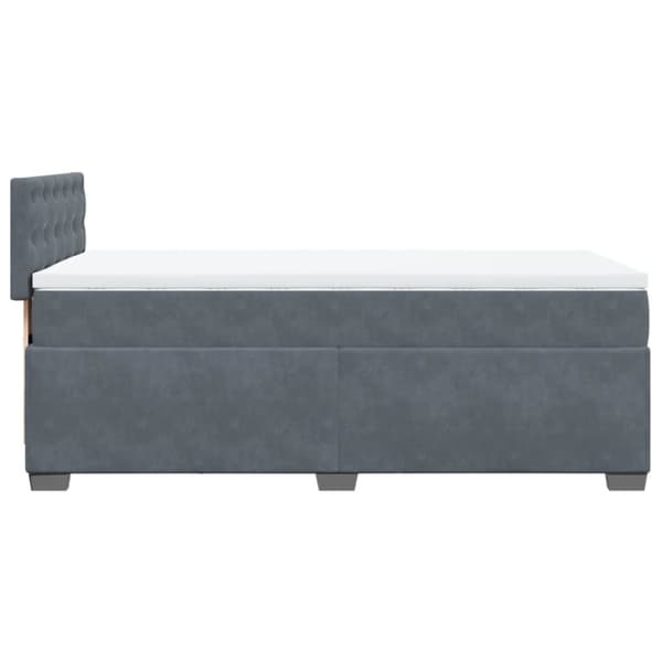 vidaXL Seng med madrass boksfjær mørkegrå 90x190 cm fløyel