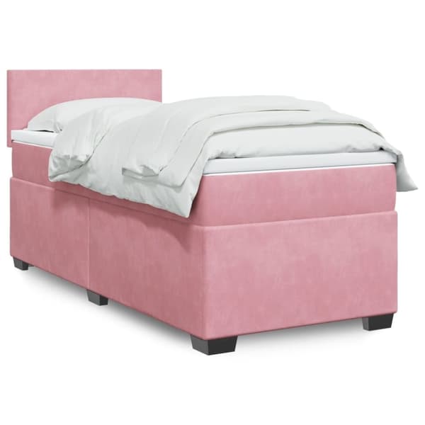 vidaXL kontinentalseng med madras 90x190 cm fløjl pink