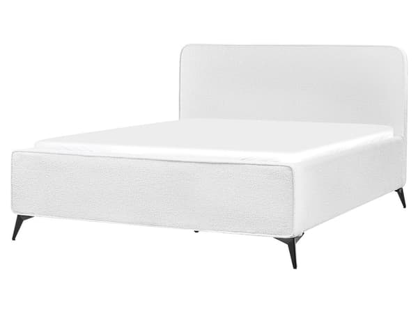 Seng Off-White Boucle 160 x 200 cm Moderne To Mands Seng Blød Sengegavl Dobbeltseng Sengeramme Retro Design