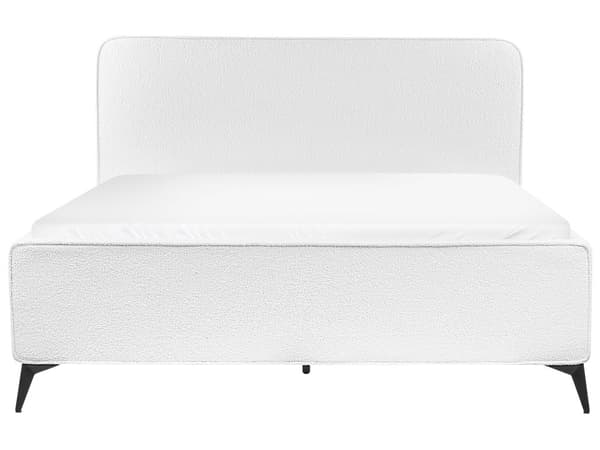 Seng Off-White Boucle 160 x 200 cm Moderne To Mands Seng Blød Sengegavl Dobbeltseng Sengeramme Retro Design