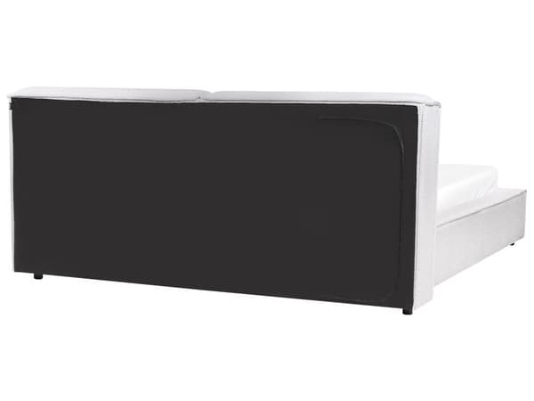 Seng Hvid Boucle 160 x 200 cm Moderne To Mands Seng Blød Sengegavl Dobbeltseng Sengeramme Retro Design