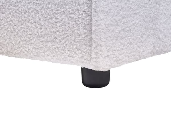 Seng Hvid Boucle 160 x 200 cm Moderne To Mands Seng Blød Sengegavl Dobbeltseng Sengeramme Retro Design