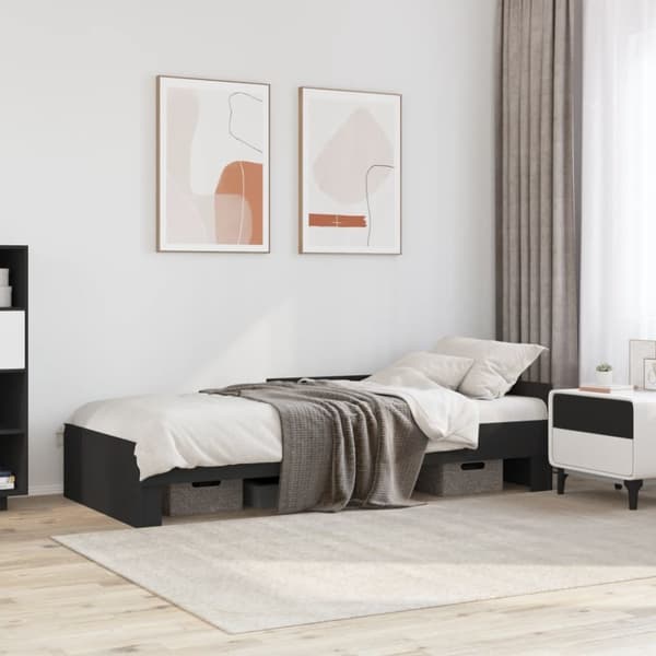 vidaXL sengeramme 90x190 cm konstrueret træ sort