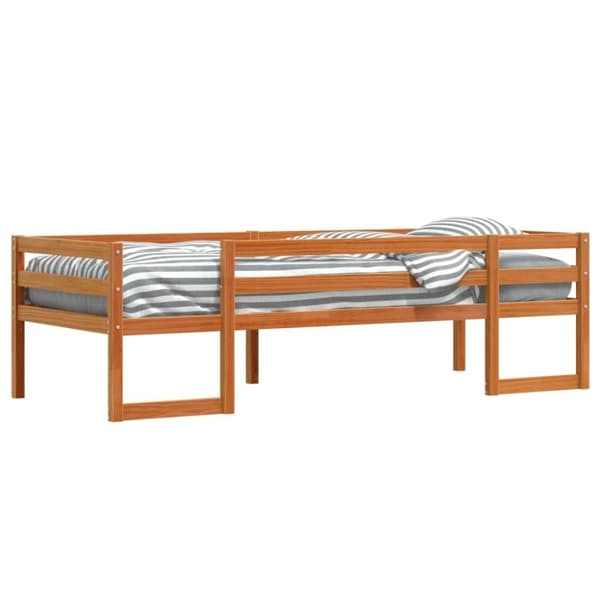 vidaXL sengeramme til juniorseng 90x200 cm massivt fyrretræ gyldenbrun