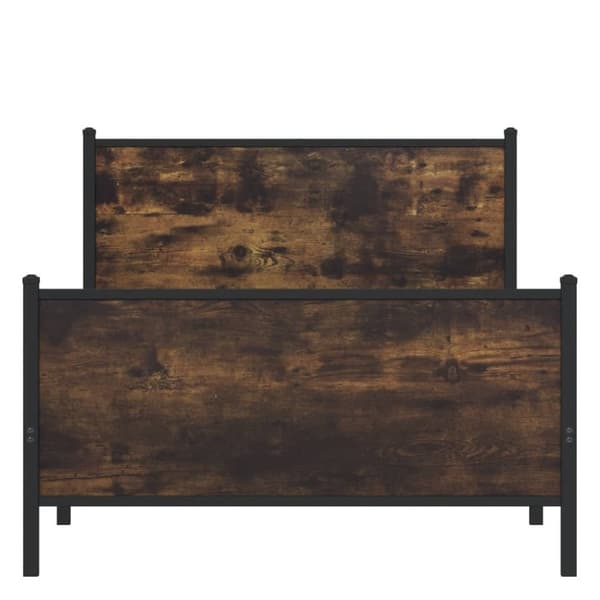 vidaXL Sängram utan madrass metall rökfärgad ek 100x190 cm