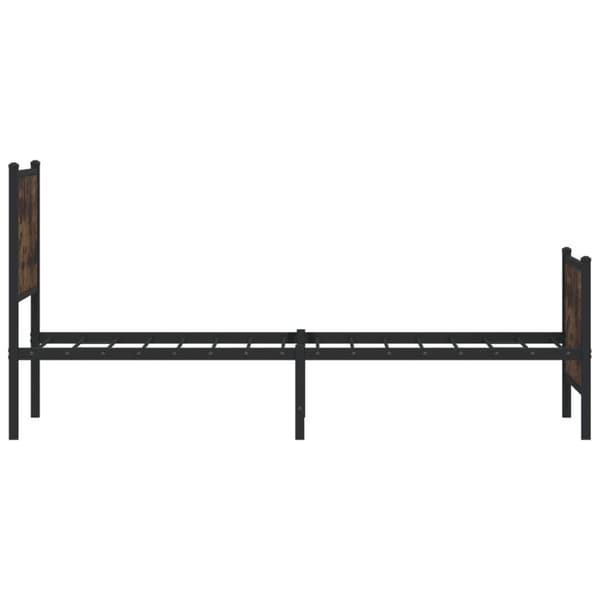 vidaXL Sängram utan madrass metall rökfärgad ek 100x190 cm