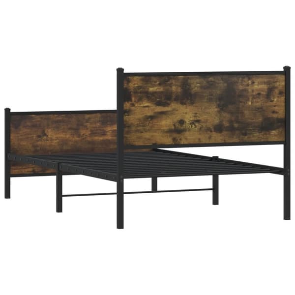 vidaXL Sengeramme i metall uten madrass røkt eik 107x203 cm