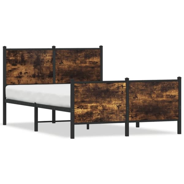 vidaXL sengeramme uden madras 120x190 cm metal røget egetræsfarve