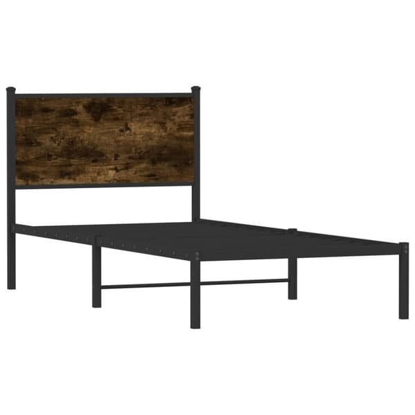 vidaXL Metallinen sängynrunko ilman patjaa savutammi 90x200 cm