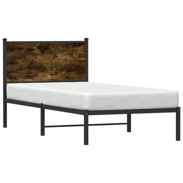 vidaXL Metallinen sängynrunko ilman patjaa savutammi 90x200 cm