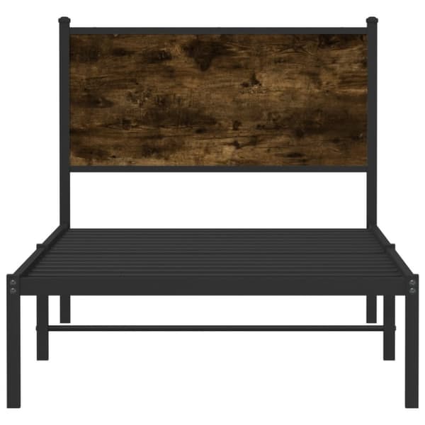 vidaXL Metallinen sängynrunko ilman patjaa savutammi 90x200 cm
