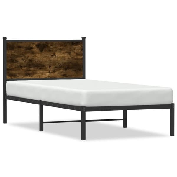 vidaXL Metallinen sängynrunko ilman patjaa savutammi 90x200 cm