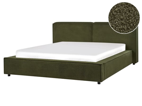 Seng Grønn Bouclé 160 x 200 cm Lamellbunn Sengegavl Moderne design Dobbeltseng Soverom